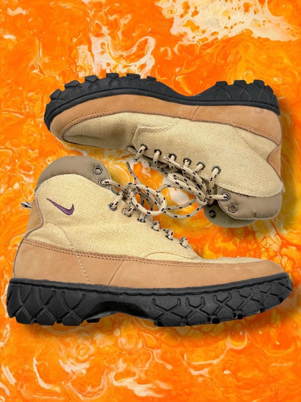 Nike ACG Rare Vintage 90’s Suede Leather Tall Lace Up Hiking Boots Outdoor Brown
